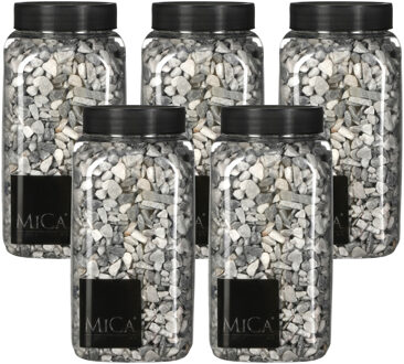 Mica Decorations decoratie steentjes - 5x - lichtgrijs - 650ml - hobby steentjes