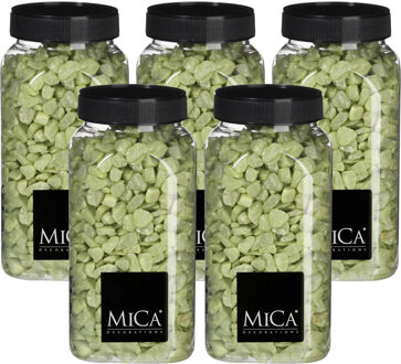 Mica Decorations decoratie steentjes - 5x - lichtgroen - 650ml - hobby steentjes