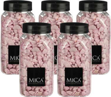 Mica Decorations decoratie steentjes - 5x - lichtroze - 650ml - hobby steentjes