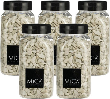 Mica Decorations decoratie steentjes - 5x - wit - 650ml - hobby steentjes