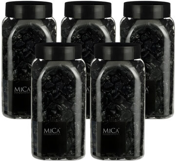 Mica Decorations decoratie steentjes - 5x - zwart - 650ml - hobby steentjes