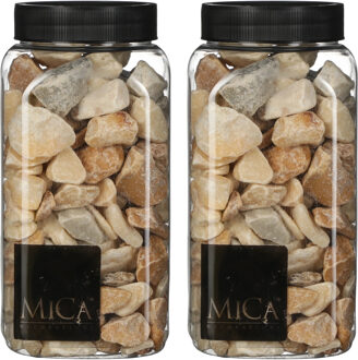 Mica Decorations decoratie stenen - 2x - 1 kilo - 650ml - lichtbruin mix - hobby steentjes