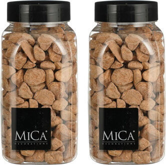 Mica Decorations decoratie stenen - 2x - 1 kilo - 650ml - terra mix - hobby steentjes