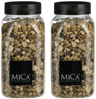 Mica Decorations decoratie stenen - 2x - 650ml - bruin mix - hobby steentjes