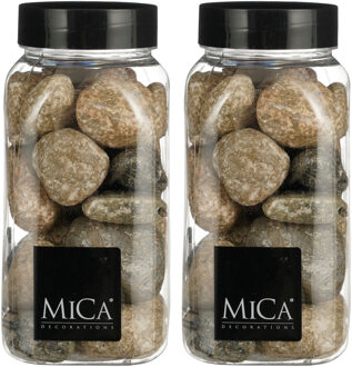 Mica Decorations decoratie stenen - 2x - 650ml - groot - beige mix - hobby steentjes