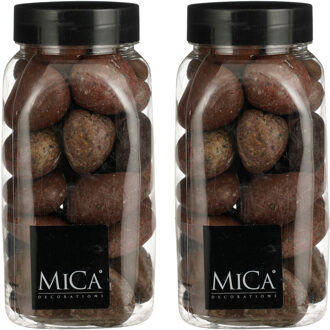 Mica Decorations decoratie stenen - 2x - 650ml - groot - bruin mix - hobby steentjes
