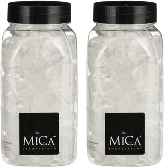 Mica Decorations decoratie stenen - 2x - groot - 650 ml - 25-30 mm - transparant
