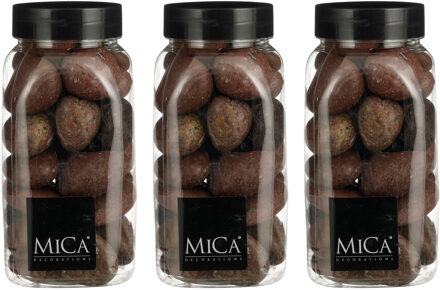 Mica Decorations decoratie stenen - 3x - 650ml - groot - bruin mix - hobby steentjes