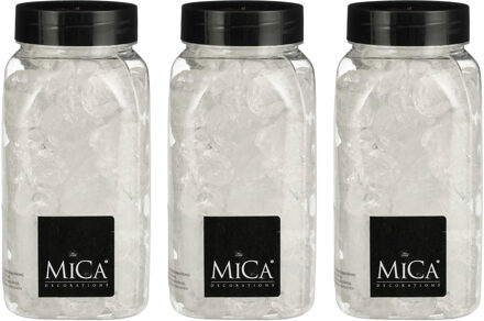 Mica Decorations decoratie stenen - 3x - groot - 650 ml - 25-30 mm - transparant