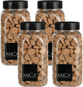 Mica Decorations decoratie stenen - 4x - 1 kilo - 650ml - terra
