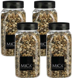 Mica Decorations decoratie stenen - 4x - 650ml - bruin mix - hobby steentjes