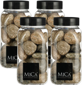 Mica Decorations decoratie stenen - 4x - 650ml - groot - beige mix - hobby steentjes