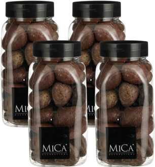 Mica Decorations decoratie stenen - 4x - 650ml - groot - bruin mix - hobby steentjes