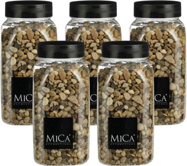 Mica Decorations decoratie stenen - 5x - 650ml - bruin mix - hobby steentjes