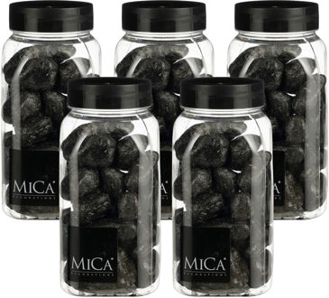 Mica Decorations decoratie stenen - 5x - 650ml - groot - antraciet mix - hobby steentjes