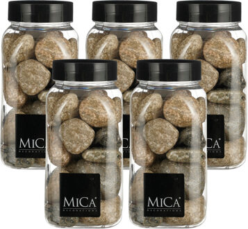 Mica Decorations decoratie stenen - 5x - 650ml - groot - beige mix - hobby steentjes