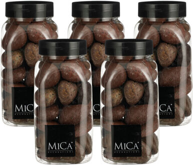 Mica Decorations decoratie stenen - 5x - 650ml - groot - bruin mix - hobby steentjes