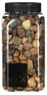 Mica Decorations Decoratie stenen - bruin mix - 650 ml - hobby materialen - plantenpot vulling