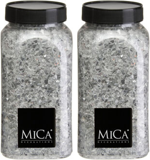 Mica Decorations decoratie stenen / granulaat - 2x - 650 ml - 1-2 mm - spiegel glas