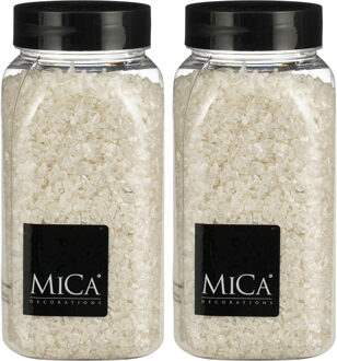 Mica Decorations decoratie stenen / granulaat - 2x - 650 ml - 2-4 mm - mat wit