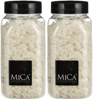 Mica Decorations decoratie stenen / granulaat - 2x - 650 ml - 4-10 mm - mat wit