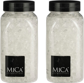 Mica Decorations decoratie stenen / granulaat - 2x - 650 ml - 4-10 mm - transparant