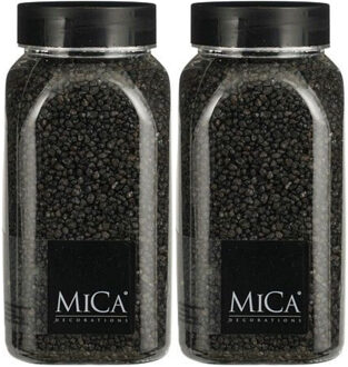 Mica Decorations decoratie stenen/granulaat - 2x - 650ml - antraciet - hobby steentjes