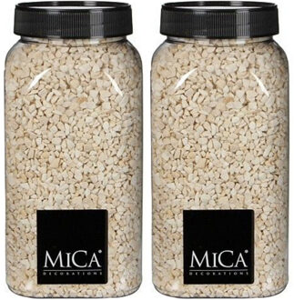 Mica Decorations decoratie stenen/granulaat - 2x - 650ml - creme - hobby steentjes