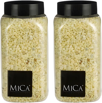 Mica Decorations decoratie stenen/granulaat - 2x - 650ml - geel - hobby steentjes