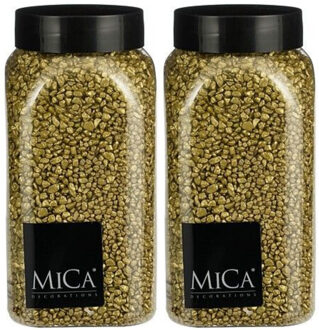 Mica Decorations decoratie stenen/granulaat - 2x - 650ml - goud - hobby steentjes