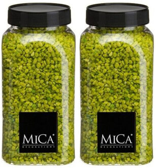 Mica Decorations decoratie stenen/granulaat - 2x - 650ml - groen - hobby steentjes