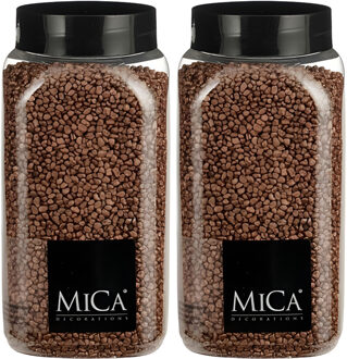 Mica Decorations decoratie stenen/granulaat - 2x - 650ml - koper - hobby steentjes