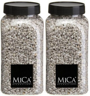 Mica Decorations decoratie stenen/granulaat - 2x - 650ml - lichtgrijs - hobby steentjes