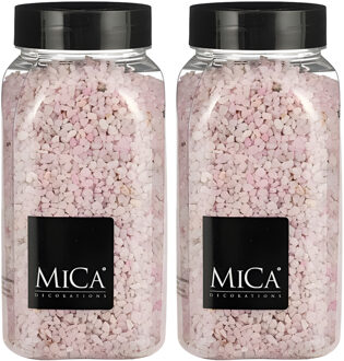 Mica Decorations decoratie stenen/granulaat - 2x - 650ml - roze - hobby steentjes