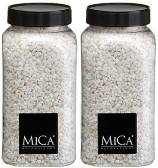 Mica Decorations decoratie stenen/granulaat - 2x - 650ml - wit - hobby steentjes