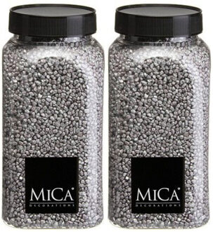Mica Decorations decoratie stenen/granulaat - 2x - 650ml - zilver - hobby steentjes