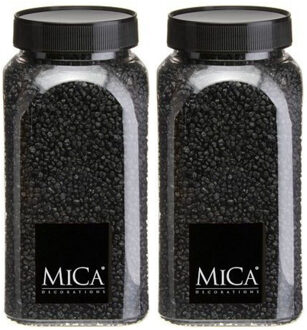 Mica Decorations decoratie stenen/granulaat - 2x - 650ml - zwart - hobby steentjes