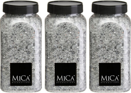Mica Decorations decoratie stenen / granulaat - 3x - 650 ml - 1-2 mm - spiegel glas