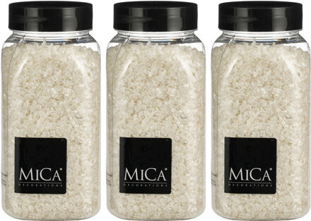 Mica Decorations decoratie stenen / granulaat - 3x - 650 ml - 2-4 mm - mat wit