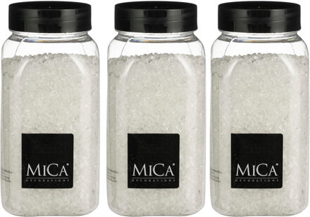Mica Decorations decoratie stenen / granulaat - 3x - 650 ml - 2-4 mm - transparant