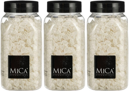 Mica Decorations decoratie stenen / granulaat - 3x - 650 ml - 4-10 mm - mat wit