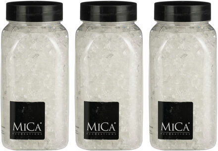 Mica Decorations decoratie stenen / granulaat - 3x - 650 ml - 4-10 mm - transparant - hobby steentje