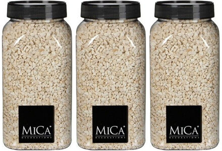 Mica Decorations decoratie stenen/granulaat - 3x - 650ml - creme - hobby steentjes