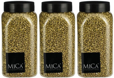 Mica Decorations decoratie stenen/granulaat - 3x - 650ml - goud - hobby steentjes
