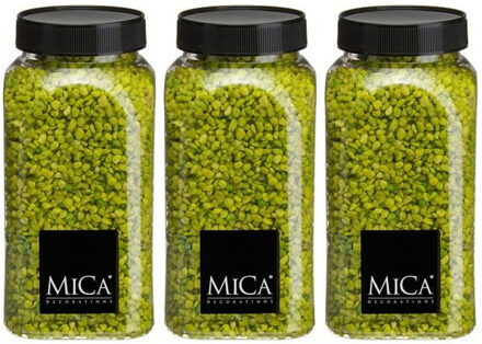 Mica Decorations decoratie stenen/granulaat - 3x - 650ml - groen - hobby steentjes