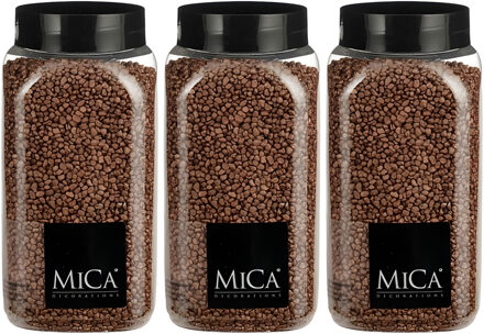 Mica Decorations decoratie stenen/granulaat - 3x - 650ml - koper - hobby steentjes
