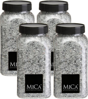 Mica Decorations decoratie stenen / granulaat - 4x - 650 ml - 1-2 mm - spiegel glas