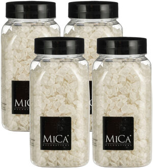 Mica Decorations decoratie stenen / granulaat - 4x - 650 ml - 4-10 mm - mat wit
