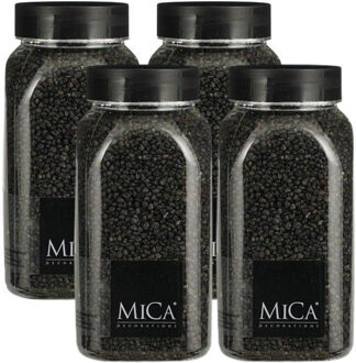 Mica Decorations decoratie stenen/granulaat - 4x - 650ml - antraciet - hobby steentjes