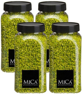 Mica Decorations decoratie stenen/granulaat - 4x - 650ml - groen - hobby steentjes